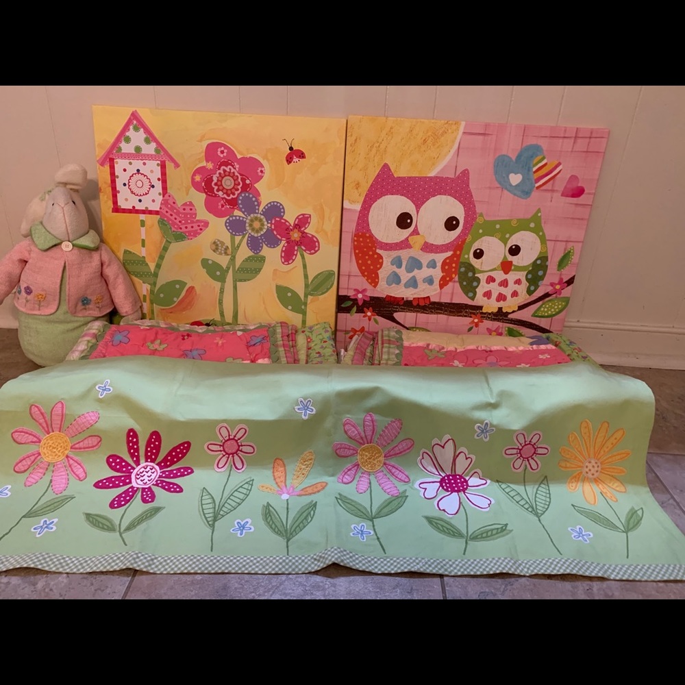 Twin comforter sets (2) and decor